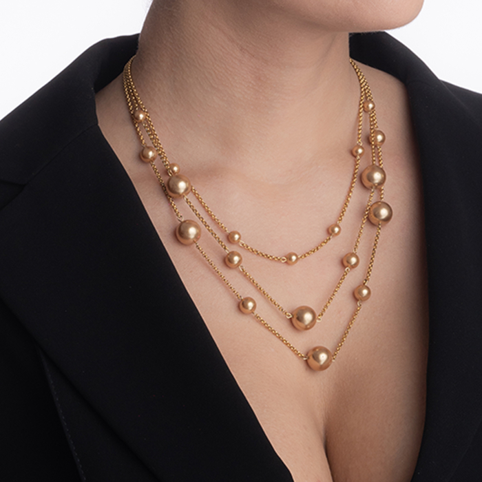 Colier perle Austria si elemente metalice placate cu aur lungime 44 cm [5]