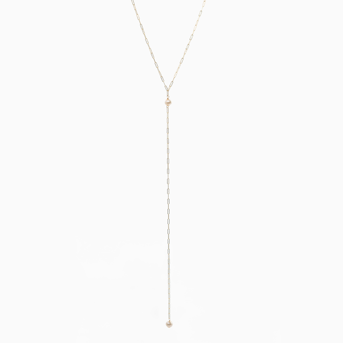 Colier perle cultura 4 mm lant paperclip Gold filled 1/20 14K [2]