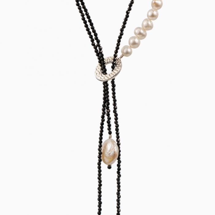 Colier perle de cultura 6,5 mm pietre semipretioase spinel microfatetat perla cultura disc 19 mmsi 13mm  [2]