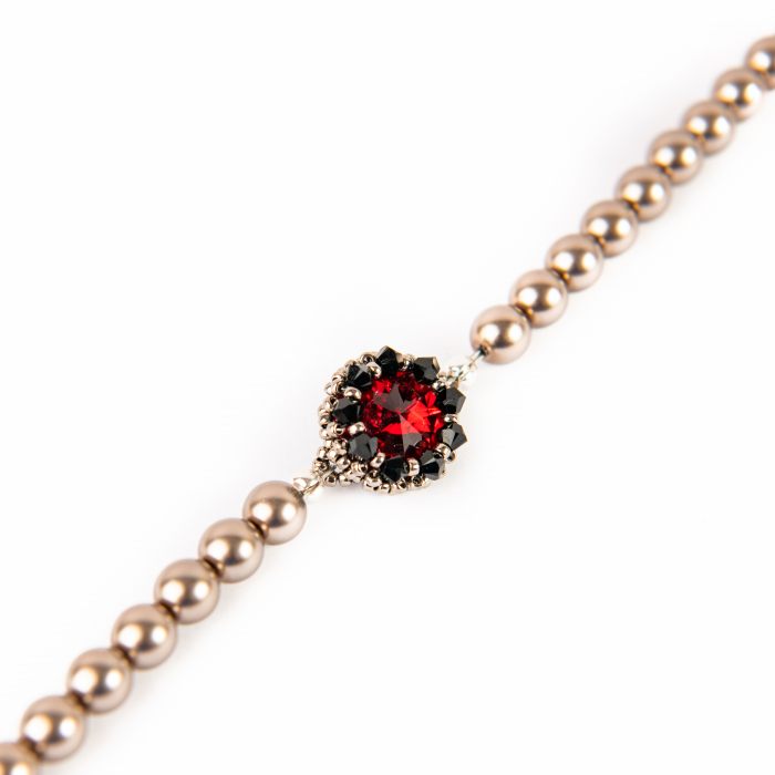 Siam Red crystals and latte pearls crystals bracelet [2]