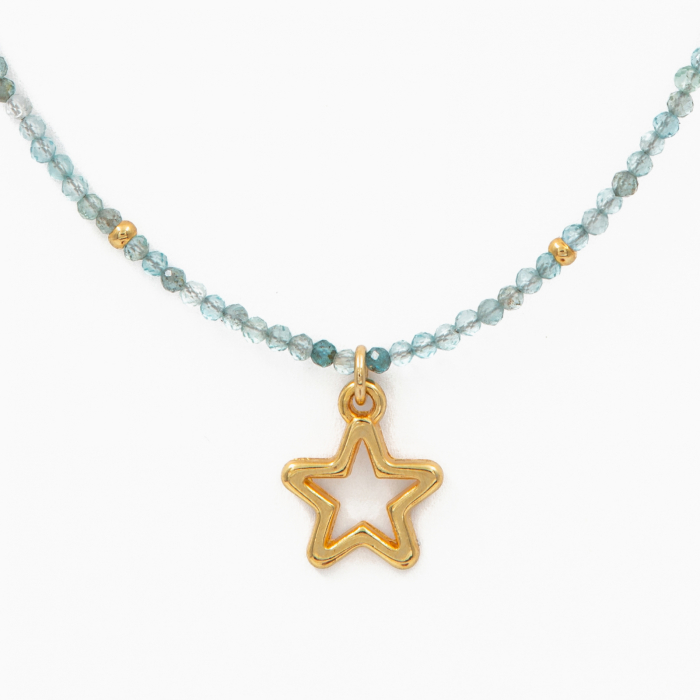 Necklace with micro-faceted aquamarine 2.5 mm - length 42 cm [2]