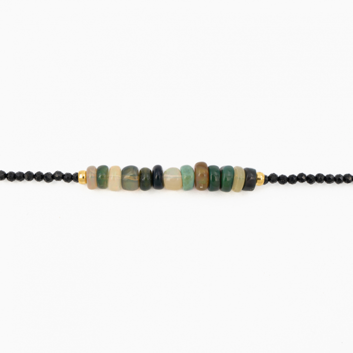 Necklace with micro-faceted black spinel 2.5 mm and Ethiopian opal - length 42 cm [2]