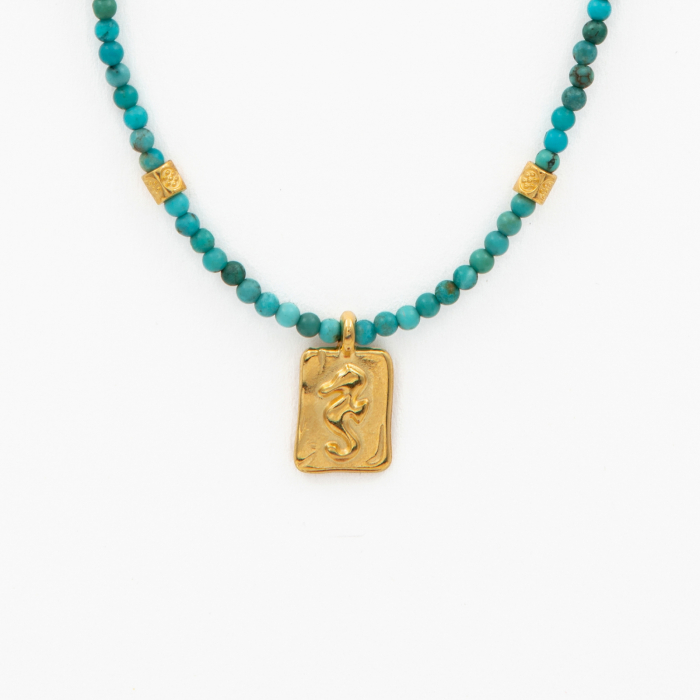 Necklace with natural turquoise 2.5 mm and a 24k gold-plated seahorse charm - length 42 cm [2]