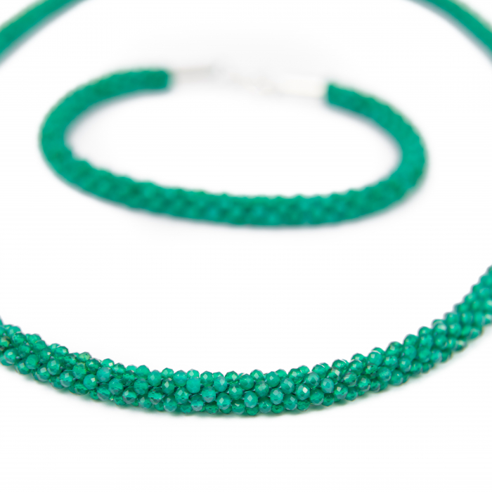 Set colier si bratara pietre semipretioase onix verde [1]