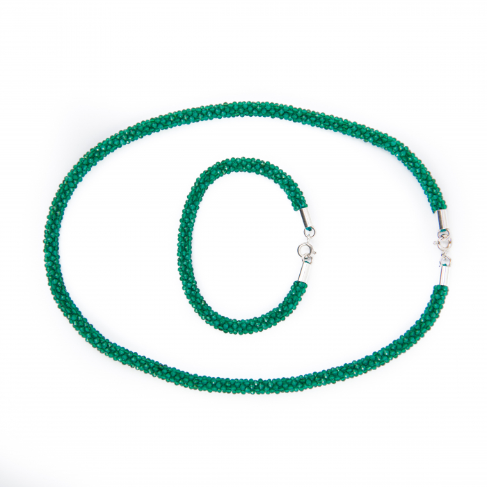 Set colier si bratara pietre semipretioase onix verde [2]