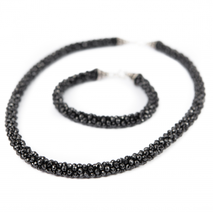 Black Spinel semi-precious stone necklace and bracelet set [1]