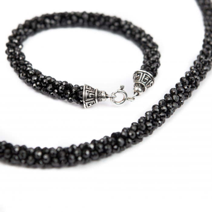 Black Spinel semi-precious stone necklace and bracelet set [3]