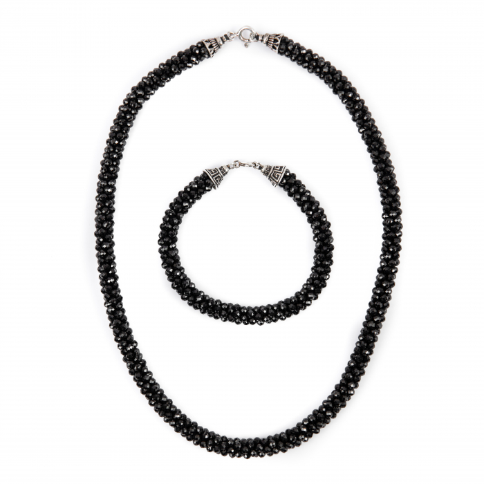 Black Spinel semi-precious stone necklace and bracelet set [2]