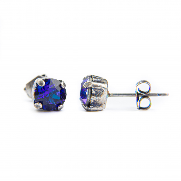 Set colier + cercei cristale Bermuda Blue Antique Silver Plated [2]