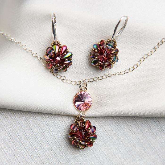 Set pandantiv si cercei cristale Light Rose Silver [1]