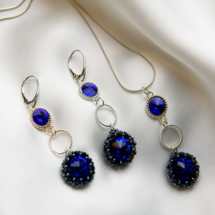 Set pandantiv si cercei cristale Majestic Blue [1]