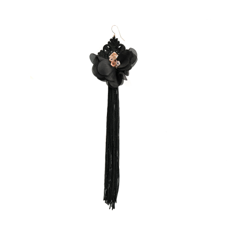 Gold Shadow crystals and black lace with fringes earrings [1]