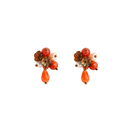 Earrings - Carnelian and cultured pearl earrings