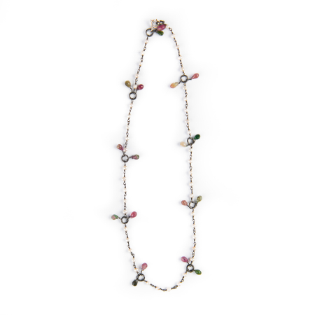 Cultured pearls and multicolored Tourmaline briolettes necklace [1]