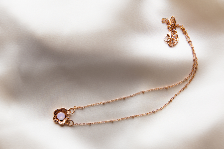 Colier pandantiv floare cristal Rose Opal Golden Plated [3]