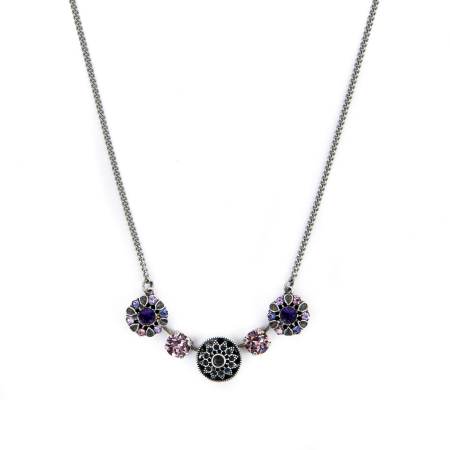 Coliere - Colier cristale mov Antique Silver