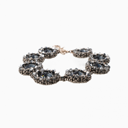 Bratari dama - Bratara argint cristale Austria black diamond margele japoneze