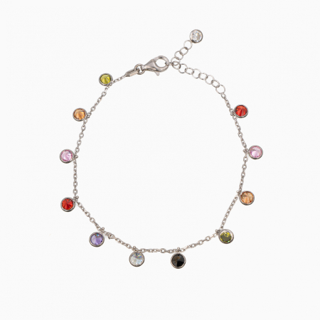 Bratara argint din argint rodiat accesorii din cristale multicolore cu dimetrul de 4,5 mm lungime 17-21 cm [2]