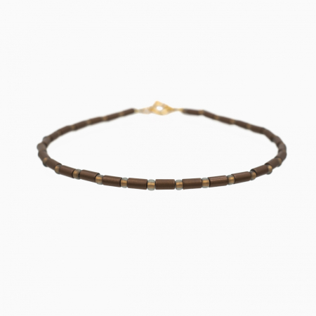 Bratari dama - Bratara argint hematit elecroplacat maro cilindri 4 mm