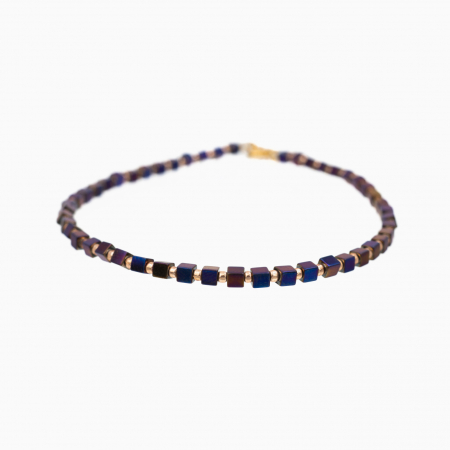 Bratari dama - Bratara argint hematit elecroplacat mov cubulete 2 mm