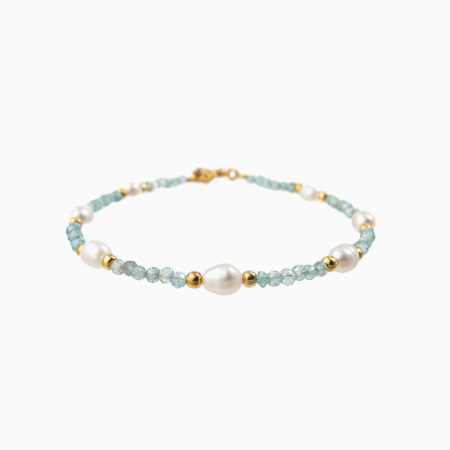 Bratari dama - Bratara argint piatra semipretioasa acvamarin 2,5 mm cu perle de cultura lungime 17-20  cm