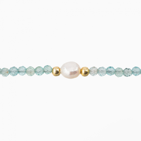 Bratara argint piatra semipretioasa acvamarin 2.5 mm si perla de cultura  lungime 17-20  cm [1]