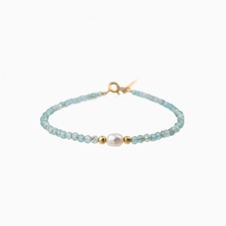 Bratari dama - Bratara argint piatra semipretioasa acvamarin 2.5 mm si perla de cultura  lungime 17-20  cm