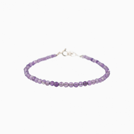 Bratari dama - Bratara argint pietre semipretioase ametist microfatetat de 2.5 mm, lungine reglabila