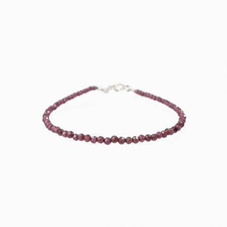 Bratari dama - Bratara argint pietre semipretioase granat microfatetat de 2.5 mm lungime 17-20 cm