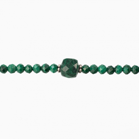 Bratara argint pietre semipretioase microfatetate malachit 2 mm si cuburi de 4 mm lungime 17-21 cm [1]