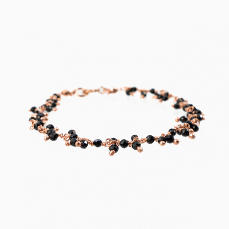 Bratari dama - Bratara argint pietre semipretioase microfatetate spinel negru 2 mm lungime 17 cm