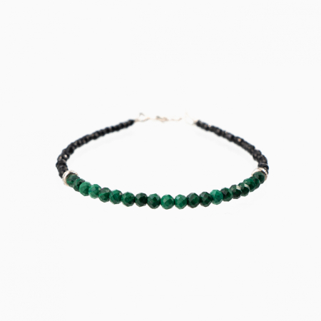 Bratari dama - Bratara argint pietre semipretioase microfatetate spinel si malachit 2 mm din , elemente  decorative din argint lungime 16-20 cm