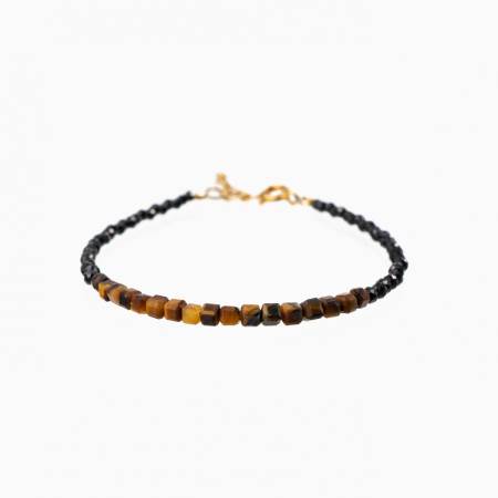 Bratari dama - Bratara argint pietre semipretioase spinel si ochi de tigru microfatetate 2 mm si cuburi de 2 mm lungime 16-19 cm