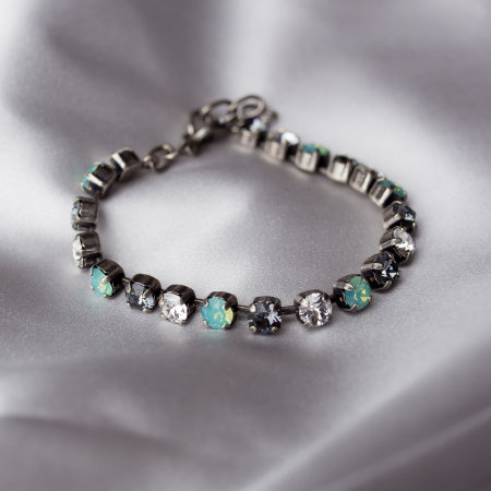 Bratari - Bratara cristale Mint Green Diamond Antique Silver Plated