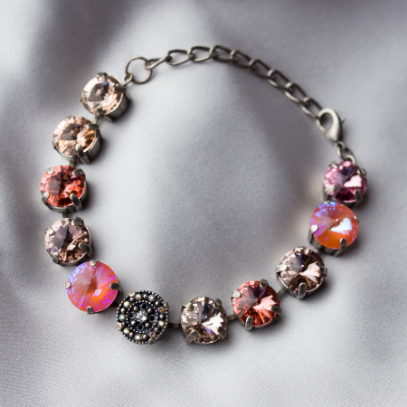 Bratari - Bratara cristale Peach Antique Silver Plated