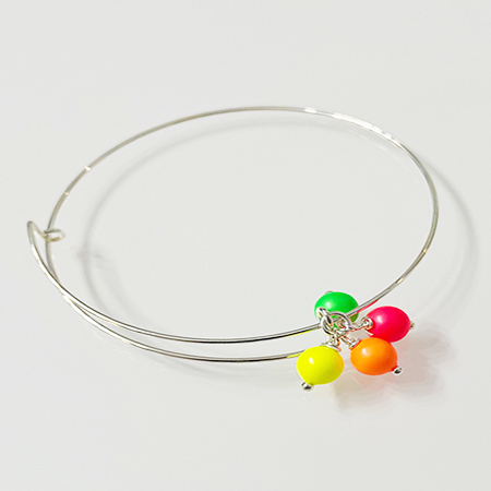 Bratari - Bratara rigida argint cu perle mix culori NEON
