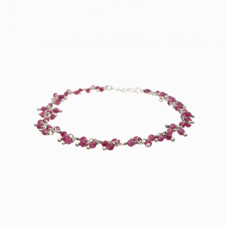 Bratari dama - Bratara piatra semipretioasa rubin 2.5 mm argint lungime reglabila