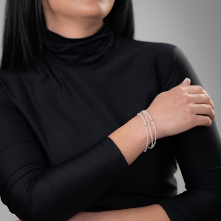 Bratara pietre semipretioase cristal de stanca microfatetat 2,5 mm in 3 siruri  lungime 18 cm [2]