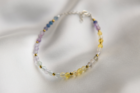 Micro faceted Fluorite semi-precious stone bracelet [1]