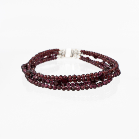 Bratara pietre semipretioase granat microfatetat 2,5 mm si 4 mm in 4 randuri lungime 18.5 mm [0]