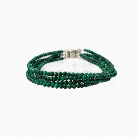 Bratari dama - Bratara pietre semipretioase malachit microfatetat 2,5 mm 4 randuri  lungime 18.5 cm