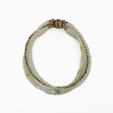 Bratara pietre semipretioase multisr 4 randuri din prehnit, hematit si cubulete de crisopraz cu inchizatoare megnetica [2]