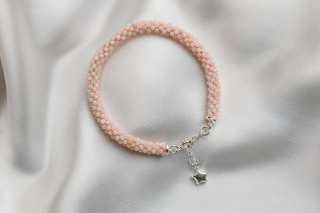 Micro faceted pink Opal semi-precious stone bracelet [1]