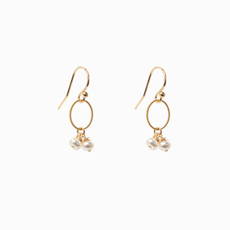 Cercei dama - Cercei 3 perle cultura 4 mm Gold filled 1/20 14K 2.5 cm lungime