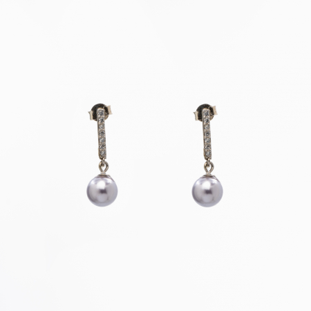 Cercei dama - Cercei argint cristale Austria tip perla 8 mm si zirconiu