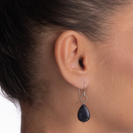 Cercei argint pietre semipretioase lapis lazuli briolete 18x13 mm [1]