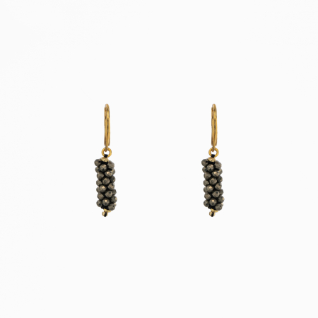 Cercei dama - Cercei argint pietre semipretioase pirita microfatetate 3 mm impletite manual