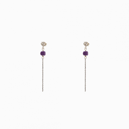 Cercei dama - Cercei argint pietre semipretioase sugilit cubulete 4,5 mm