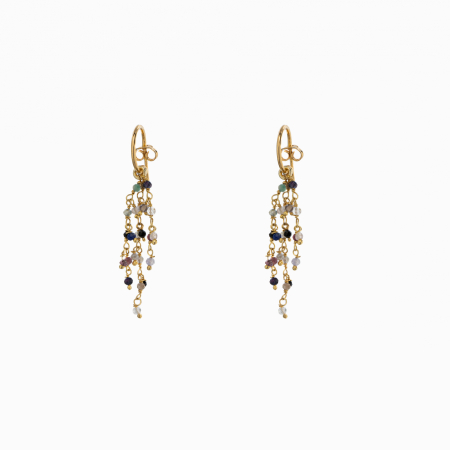 Cercei dama - Cercei argint placat aur galben mix pietre semipretioase microfatetate 2 mm