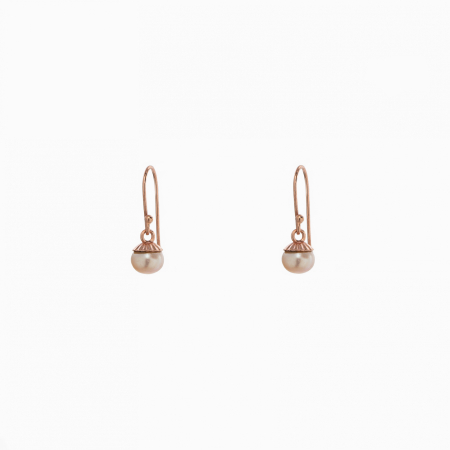 Cercei dama - Cercei argint placat aur galben si perla de cultura roz de 7 mm